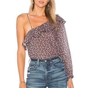 MCGUIRE ONE SLEEVE PURPLE FLORAL TOP SIZE M NEW
